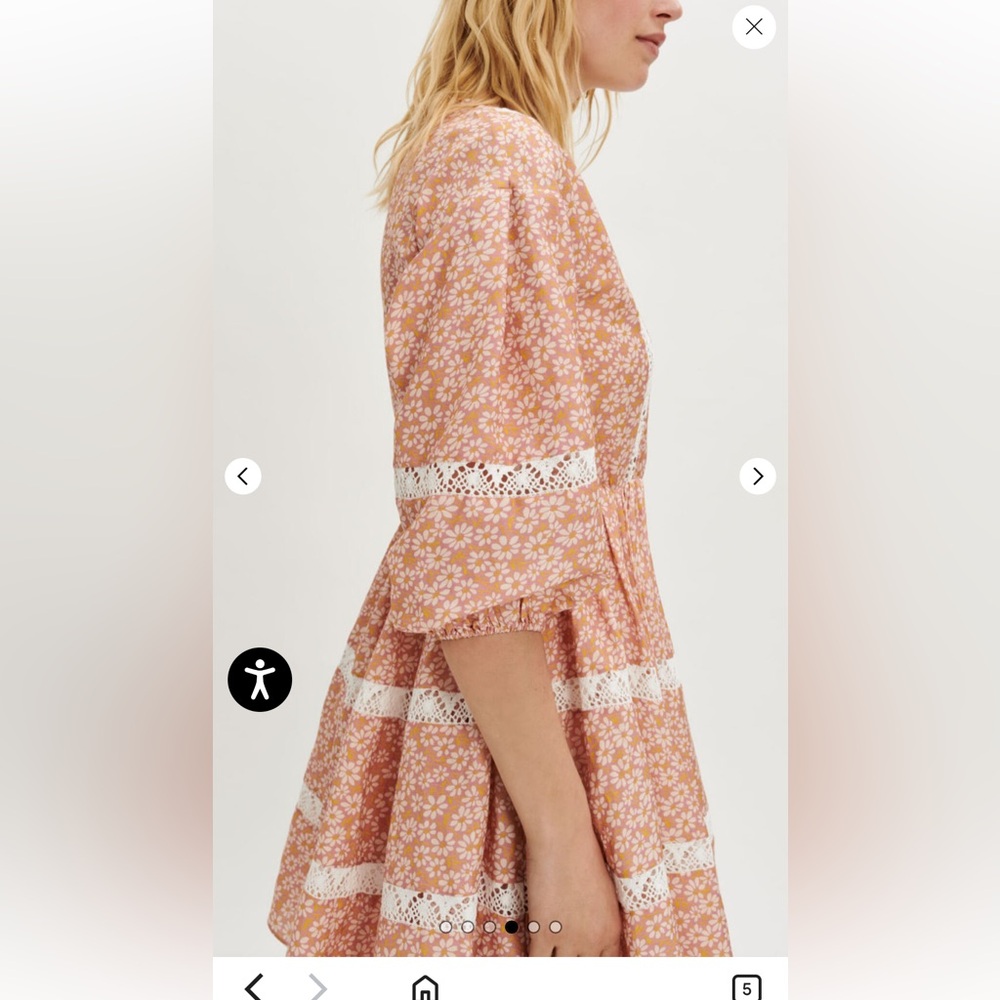 NWT Maje Linen Blend Rayanik Elegant Pink Floral Dress - Picture 6 of 12